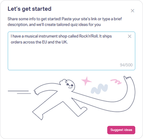 Prompt field for describing your business