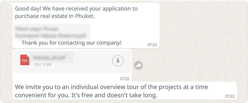 WhatsApp-Dialog mit dem Bot