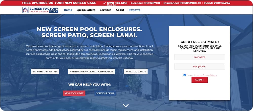 Website vor dem Quiz