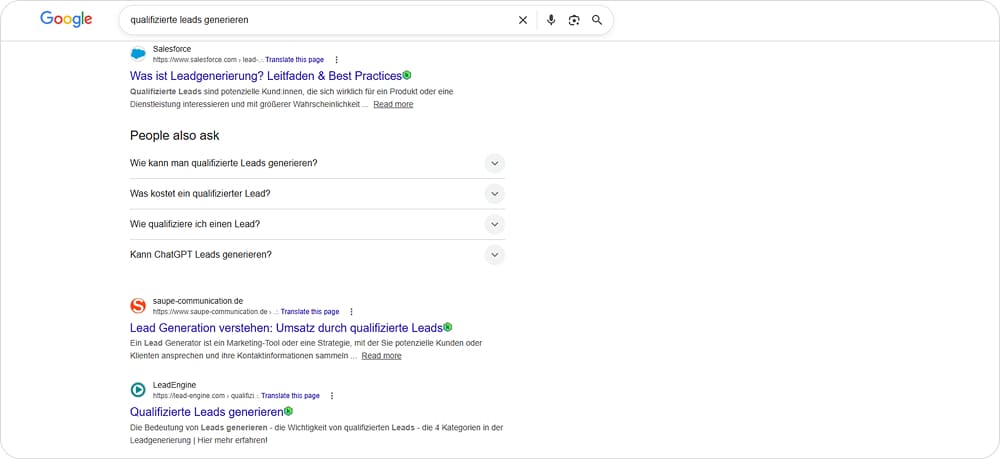 Google-Suchergebnisse
