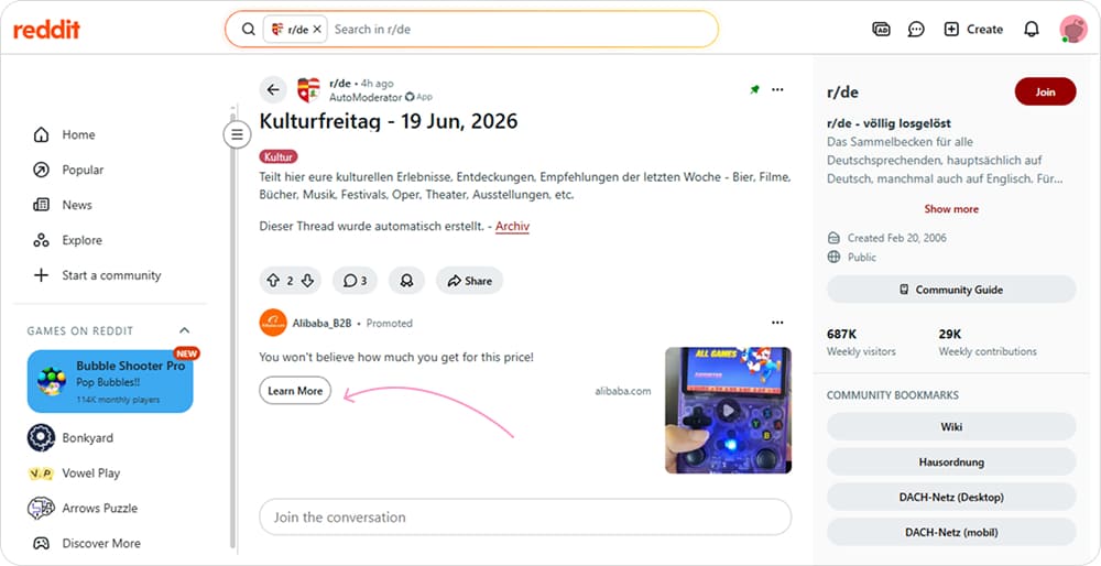 Retargeting auf Reddit