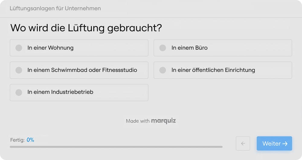 Antwort „In einer Wohnung“ führt auf die Abbruchseite