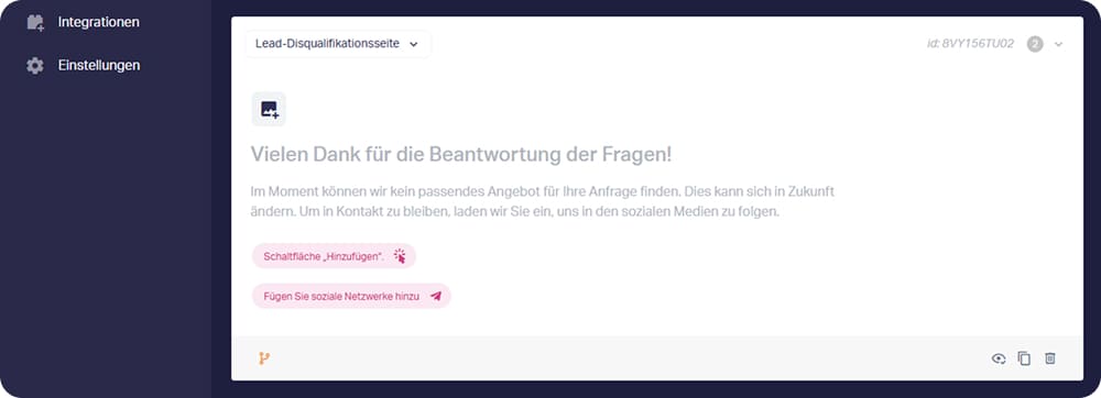 Seite als Lead-Disqualifikationsseite festlegen