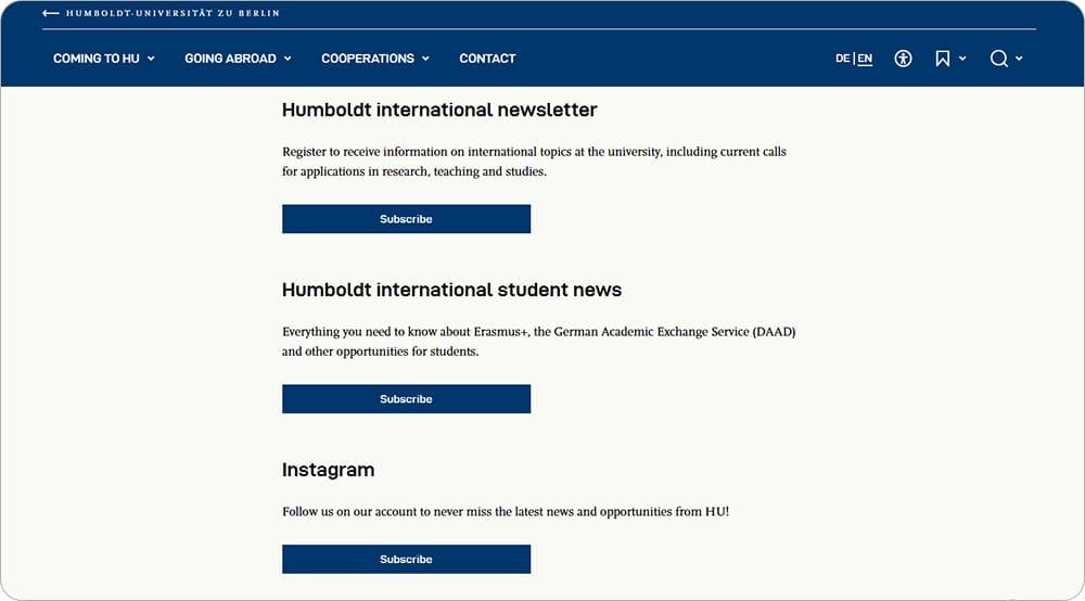 Newsletter und Social Media der Humboldt-Universität