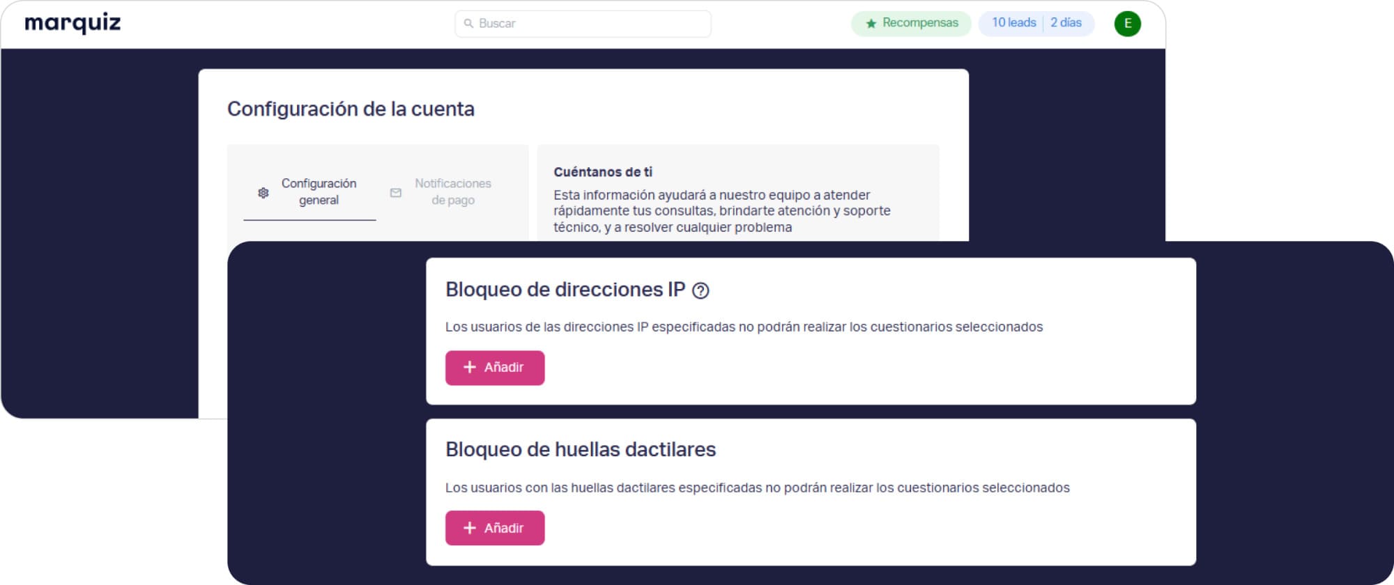 Bloqueo de IP y fingerprint