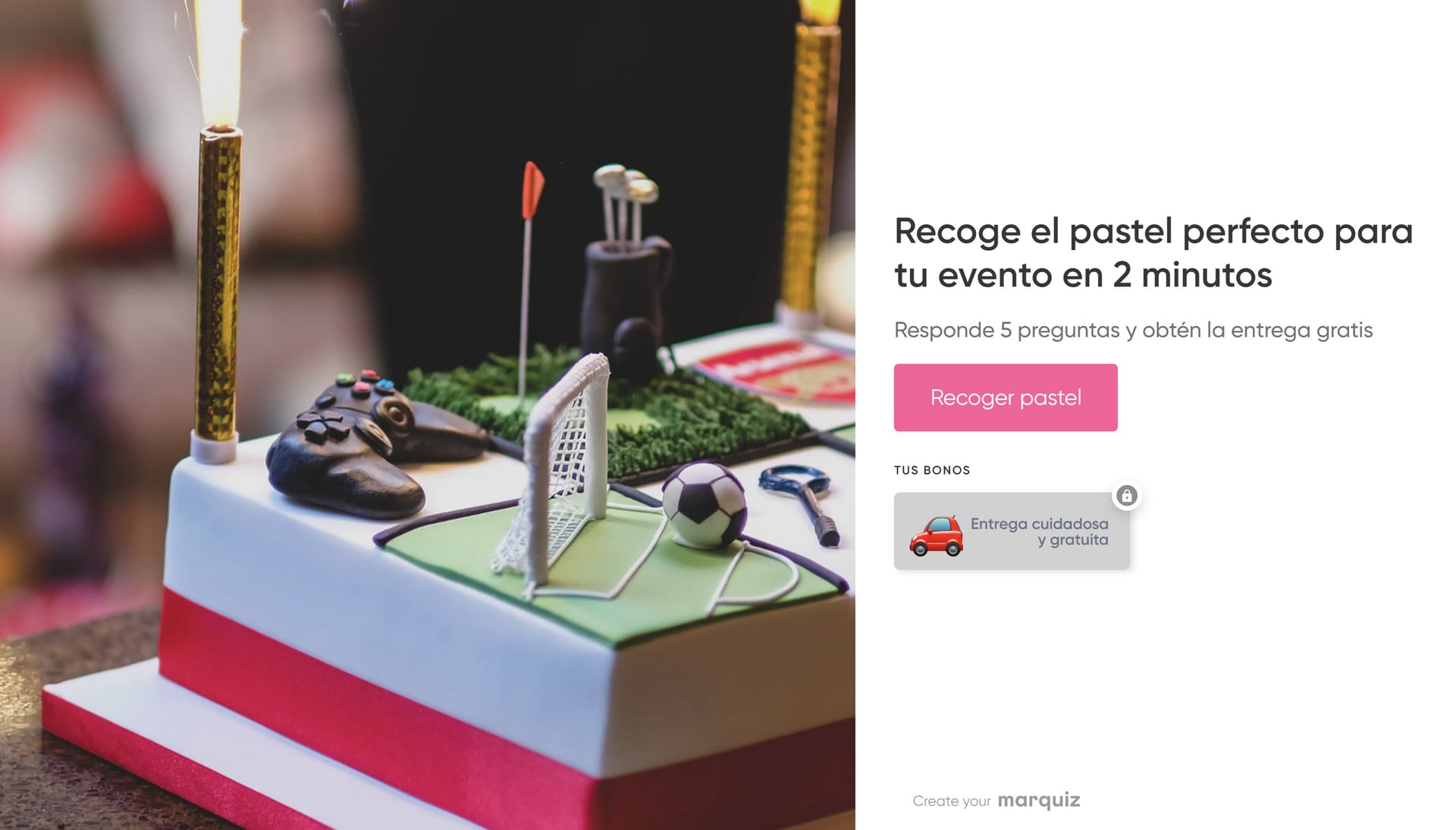 Elige un pastel en 2 minutos, aquí y ahora