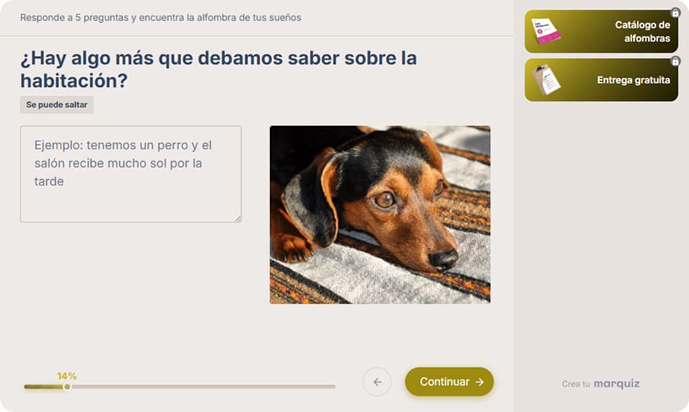 Pregunta abierta opcional en un quiz