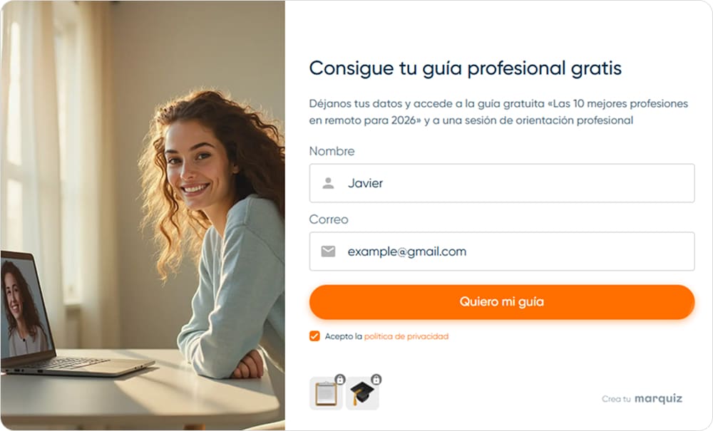 Formulario de contacto con dos campos y consentimiento