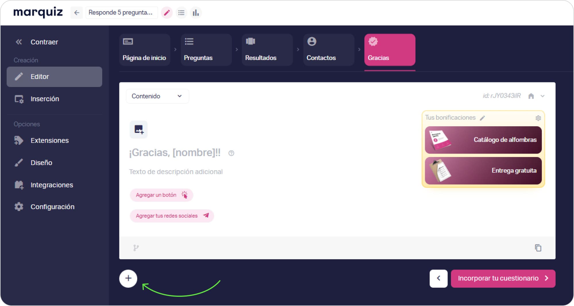 Añadir segunda página de Gracias