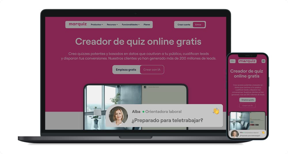 Quiz interactivo de Marquiz como widget de captación