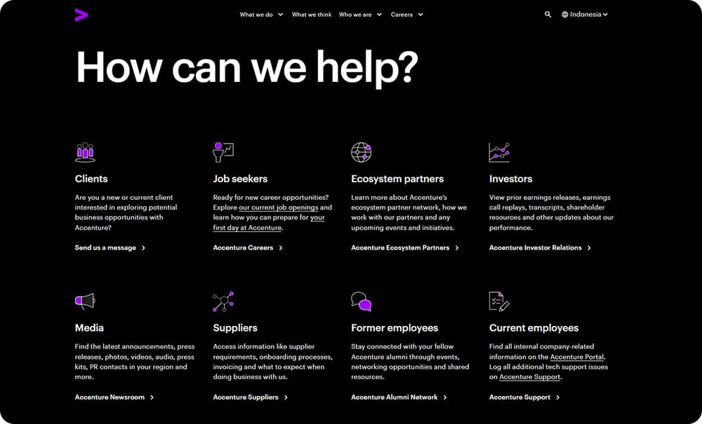 Halaman kontak Accenture