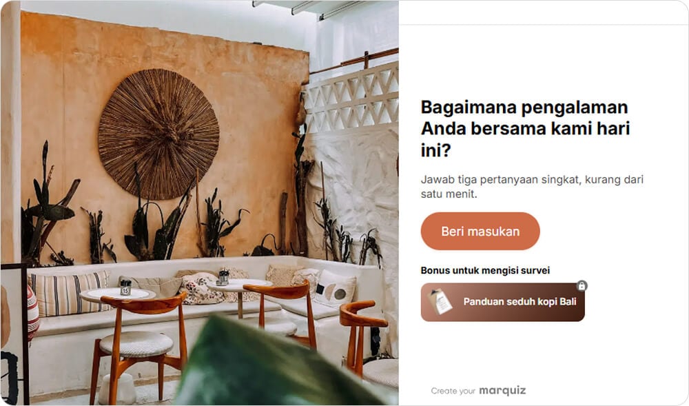 Survei umpan balik dari kafe
