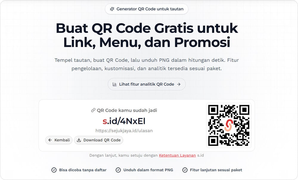QR code untuk halaman ulasan