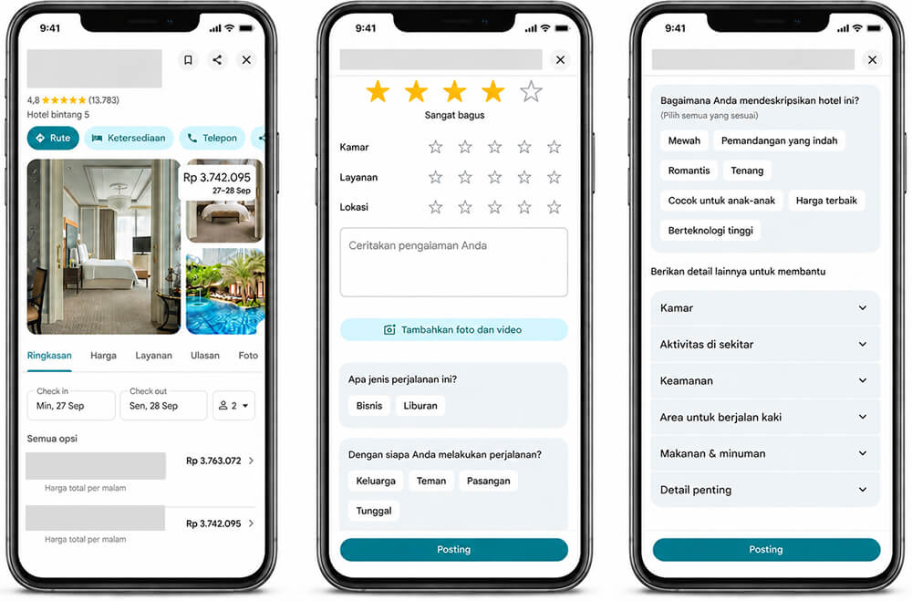 Ulasan Google Maps dengan empat bintang
