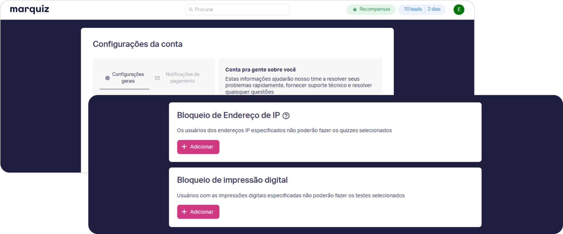 Bloqueio de IP e fingerprint