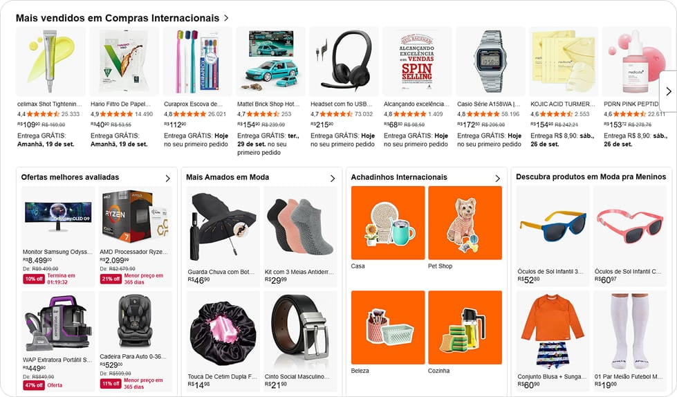 Widgets de recomendação e ofertas em uma loja
