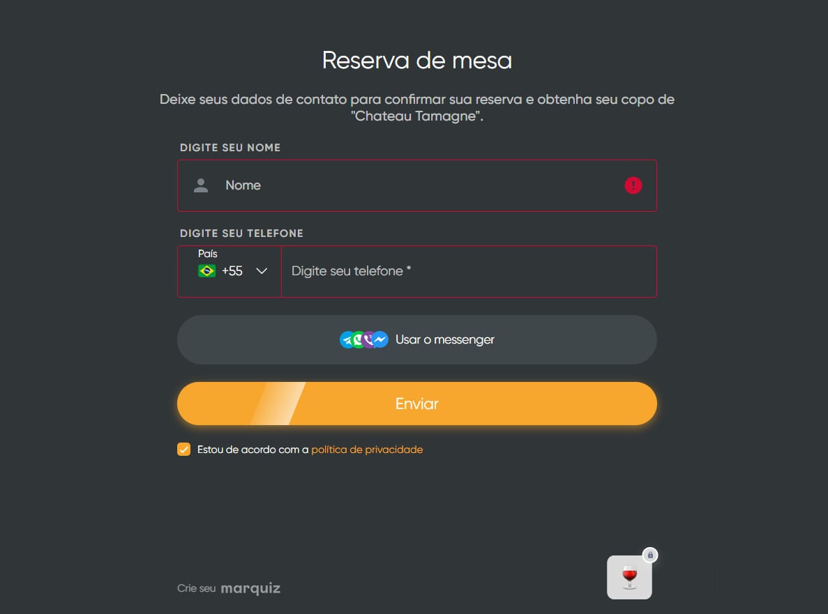 Formulário de Opt-In de Email