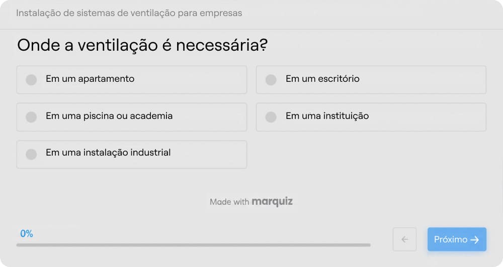 Ramificação em um quiz de ventilação