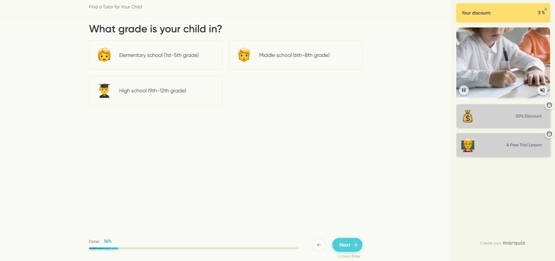 Answer what grade is your child in
