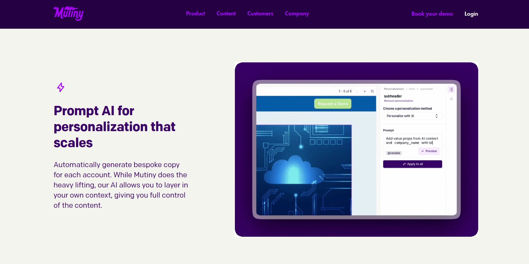 Mutiny landing page