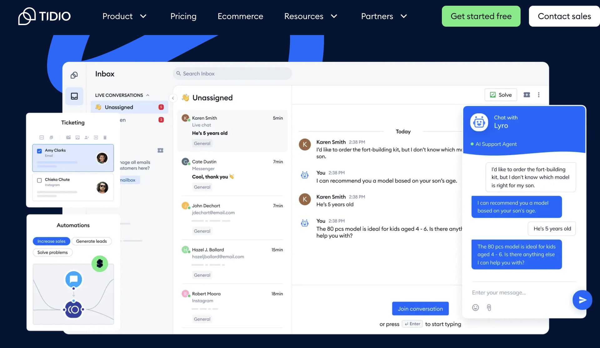 Tidio landing page