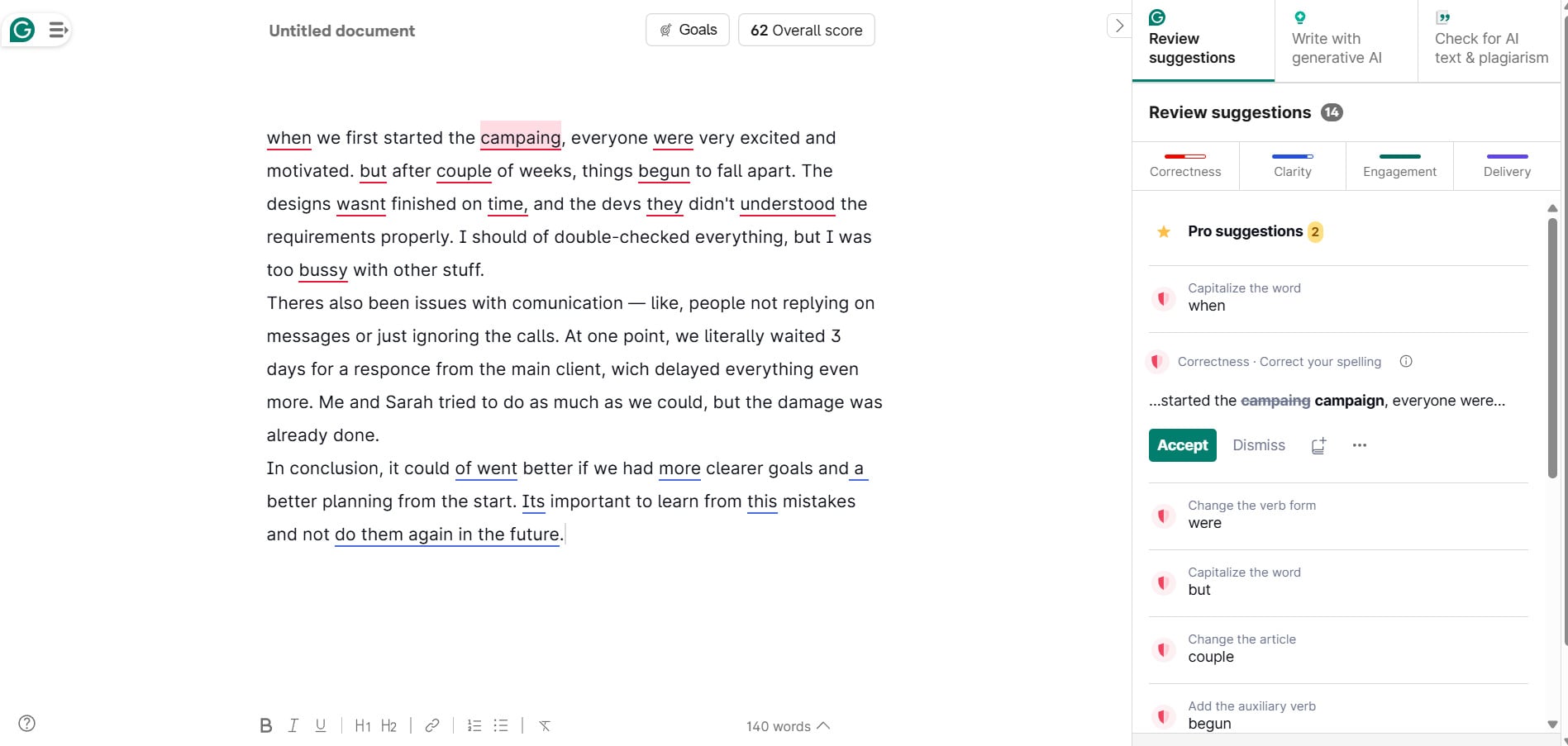 Grammarly example