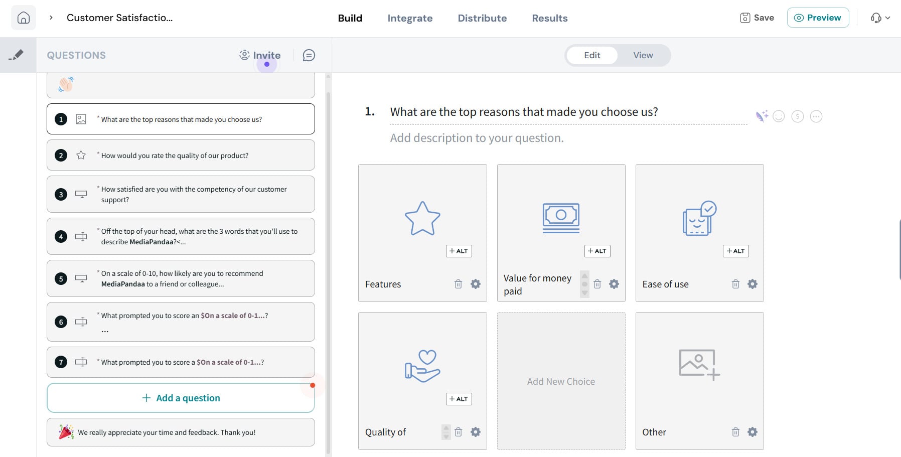 SurveySparrow editor