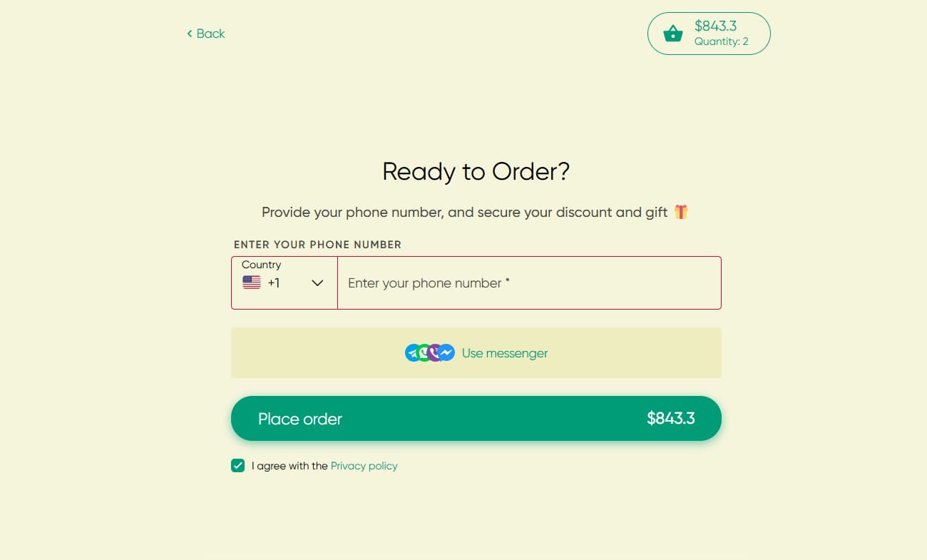 checkout - lead form