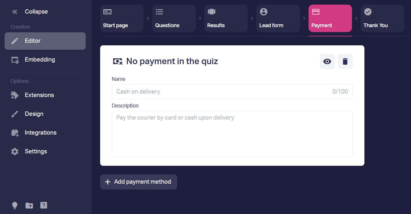 No payment option