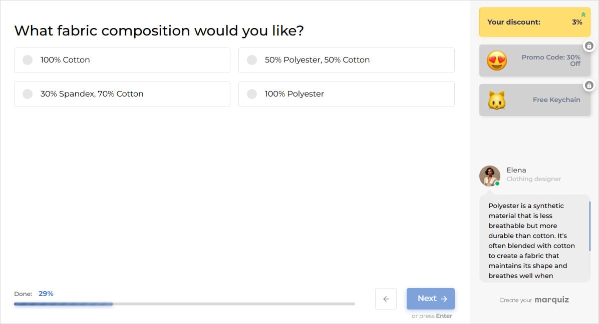 Quiz with lead magnets
