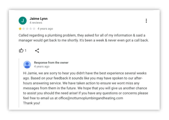 Negative review example