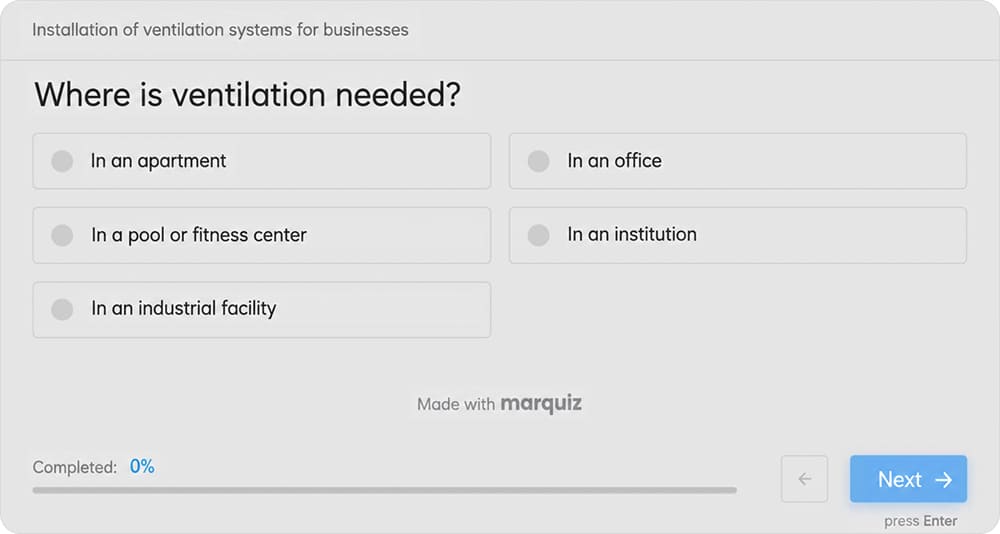 Answer “In an apartment” sends the visitor down a disqualification branch