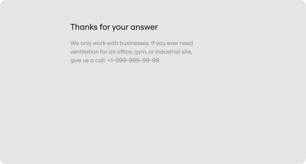 Lead disqualification page set up as a thank-you screen