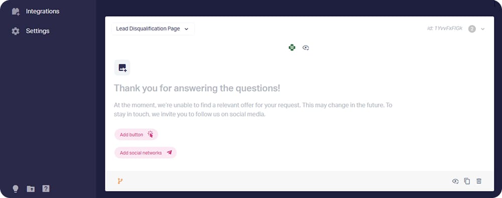 Switch the page to Lead Disqualification Page mode