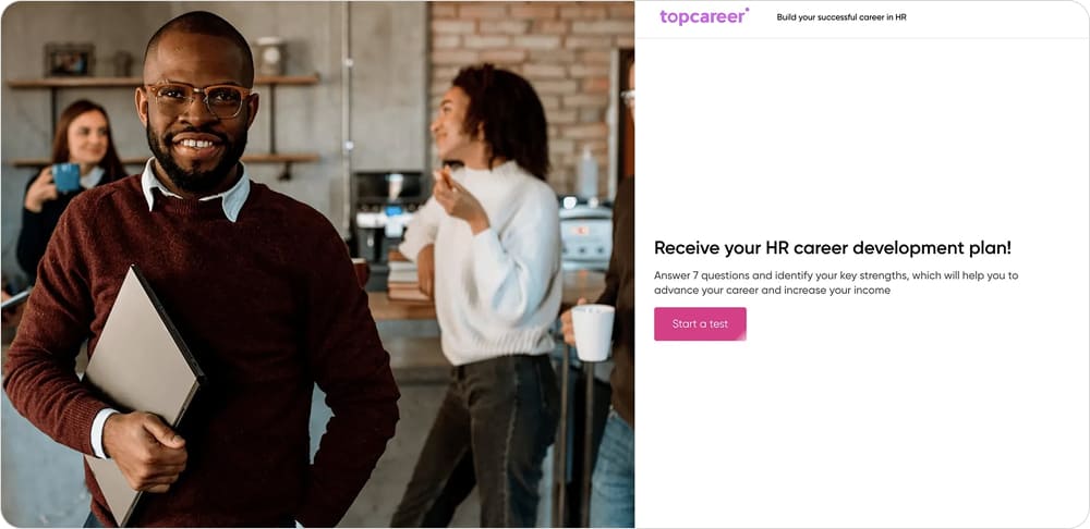 For the US market, the start page featured experienced HR professionals and a clear career-growth promise