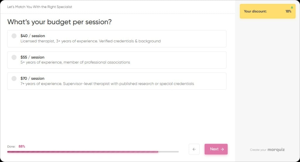 Add a budget-related question to highlight those comfortable with the pricing