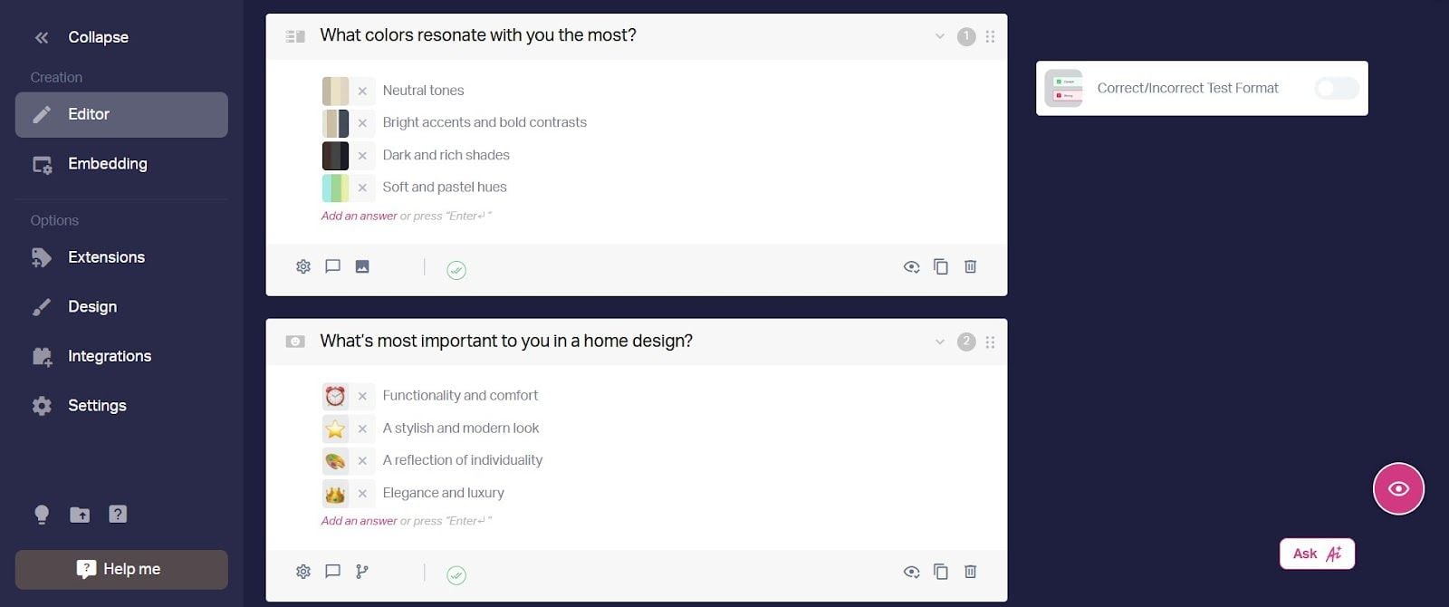 Questions example