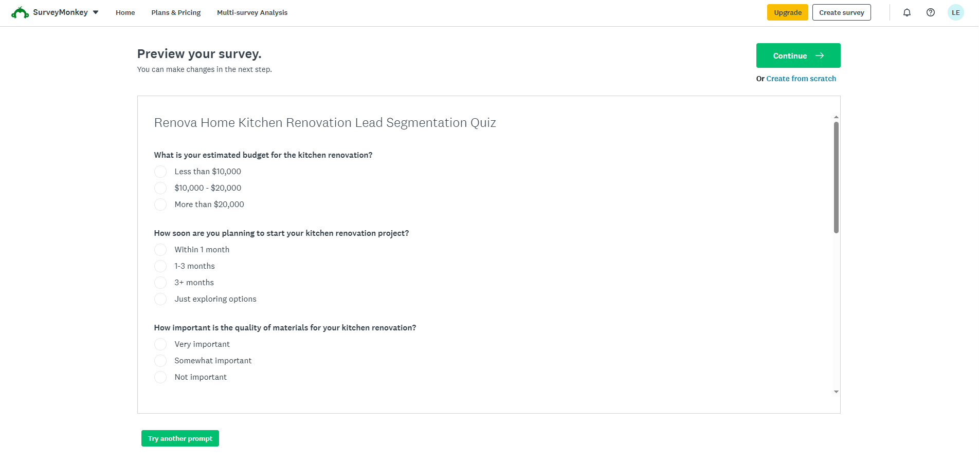 SurveyMonkey survey preview