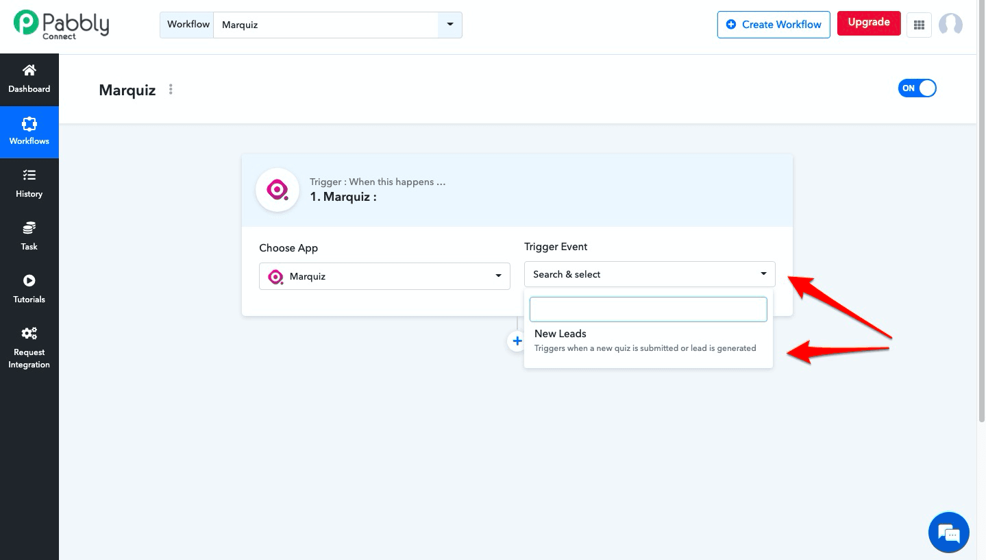How-to guide on setting up Marquiz with Pabbly Connect 3
