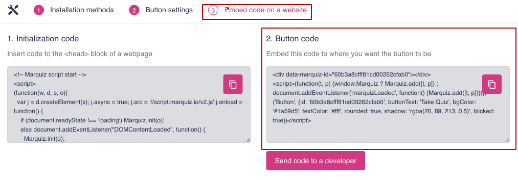 How do I add Marquiz to my site 5