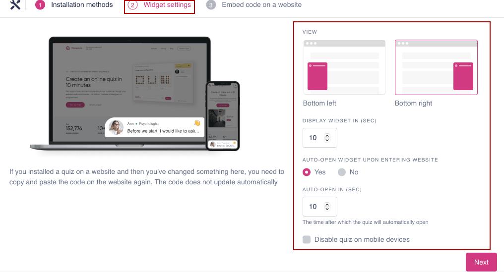 How do I add Marquiz to my site 10