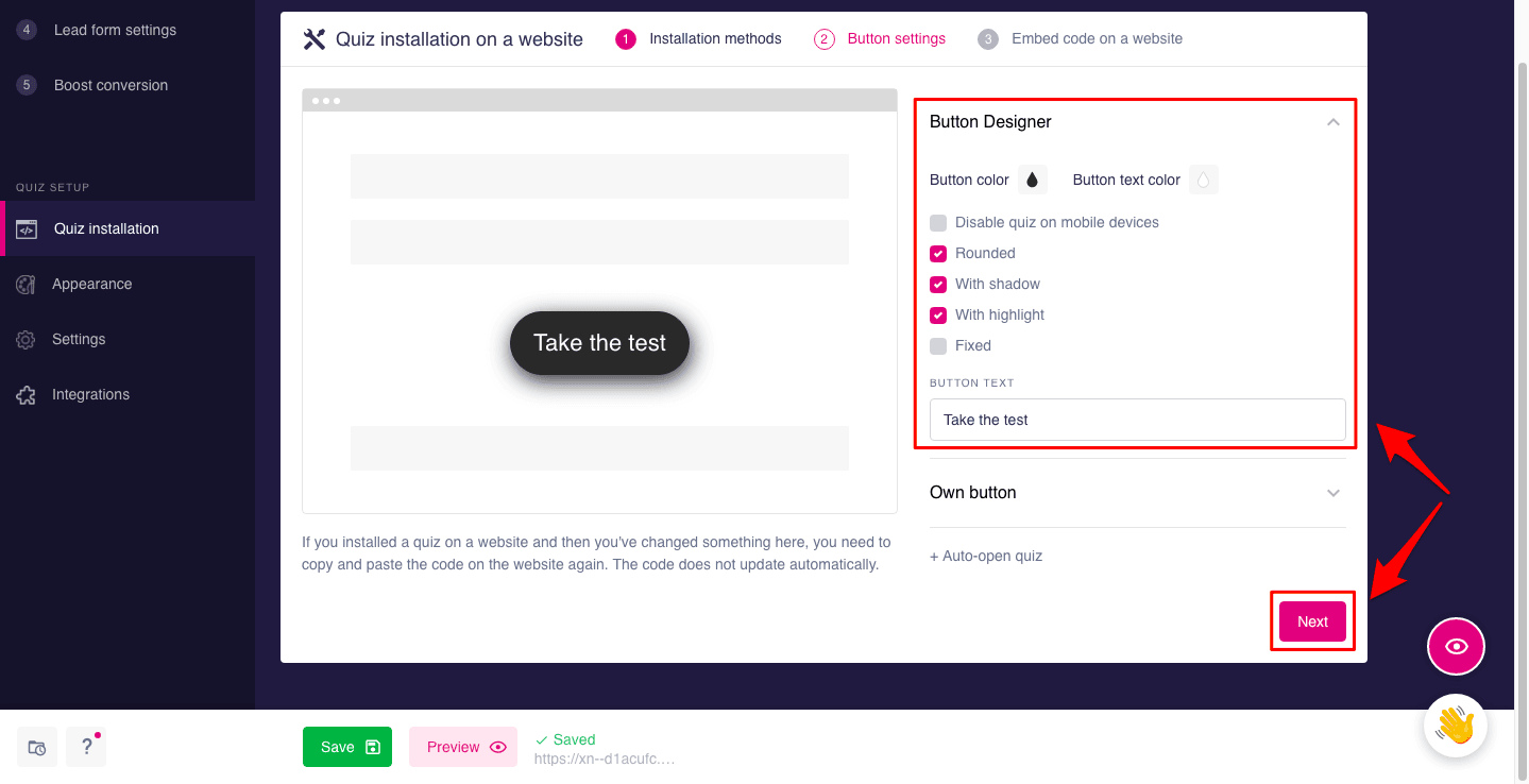 How to add Marquiz on WordPress 2