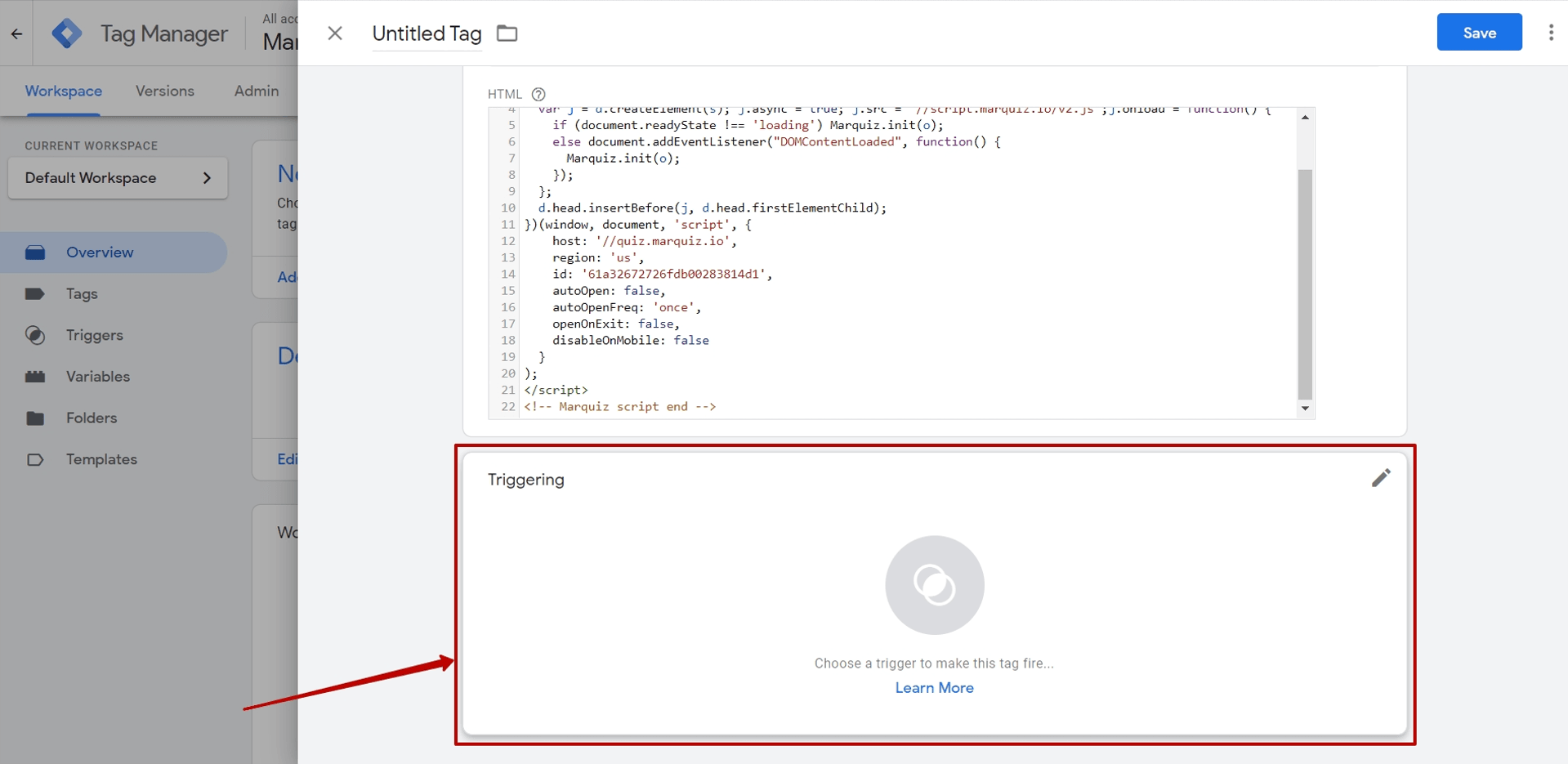 How to add Marquiz to a website using Google Tag Manager (GTM) 4