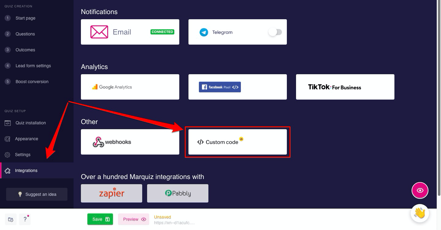 How to add Google Tag Manager (GTM) to Marquiz 2