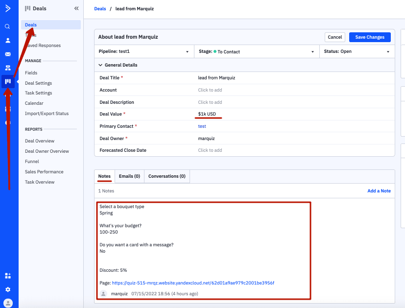 How to integrate Marquiz with ActiveCampaign 7