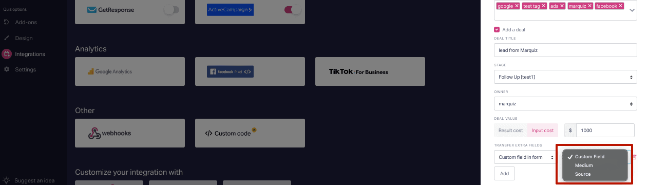 How to integrate Marquiz with ActiveCampaign 9