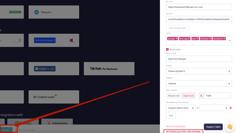 How to integrate Marquiz with ActiveCampaign 5
