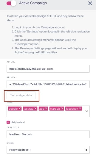 How to integrate Marquiz with ActiveCampaign 4