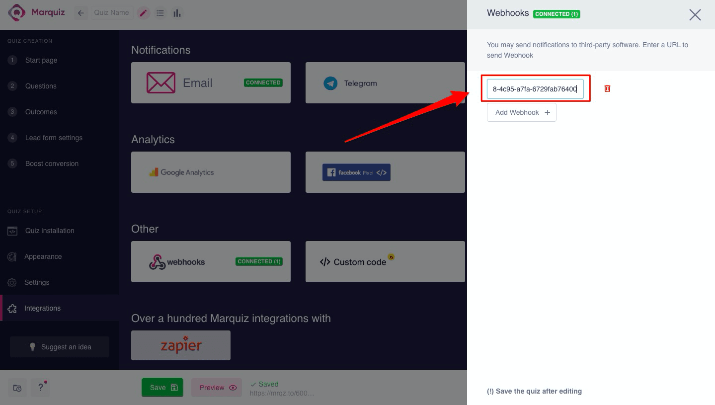 How to easily connect Marquiz with other apps (Webhooks) 1