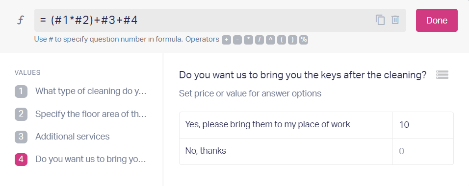 Setting up the calculator in a quiz 3